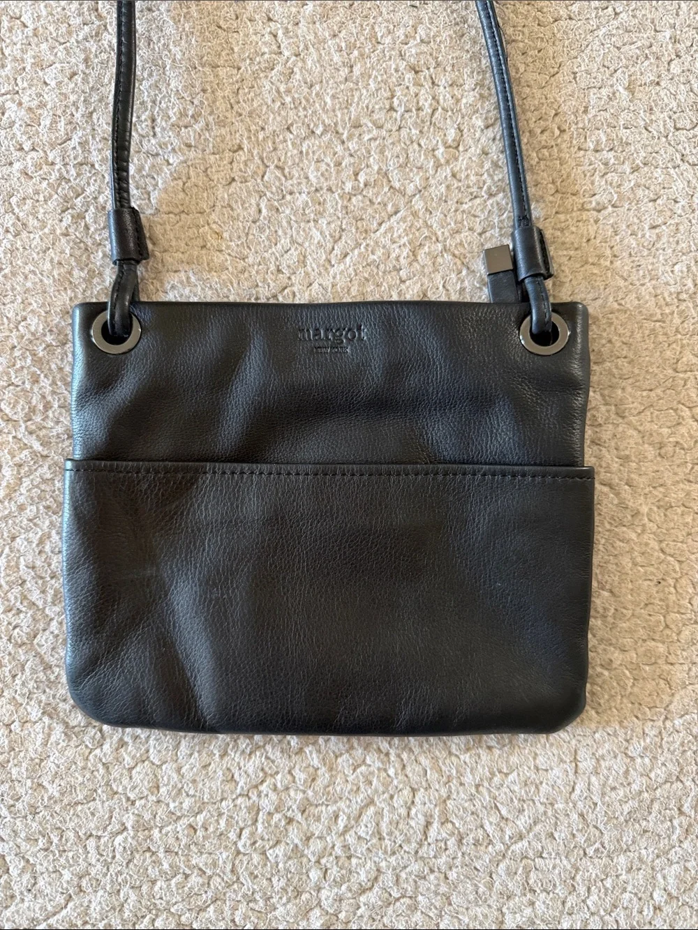 Margot by Anthropologie Black Leather Crossbody with Front Slip Pocket